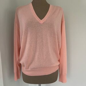 J. Crew NWT Featherweight Cashmere V-Neck Coral Pink Sweater size M